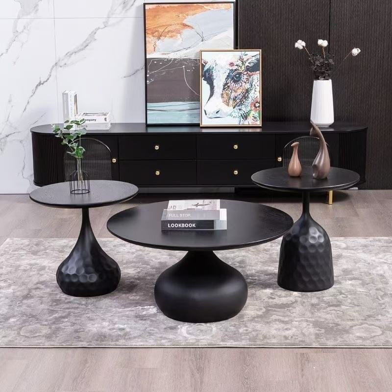 Nordic Style Round Coffee Table Set Light