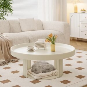 Lanmeng Island Modern Simple Cream Round Coffee Table Creative Iron Wind Art Small Living Room Furniture Home Metal Furniture