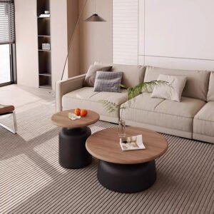 Lanmeng Island Small Household Solid Wood Coffee Table Living Room Home Small Apartment Simple Modern Coffee Table 2023 New Round Coffee Table