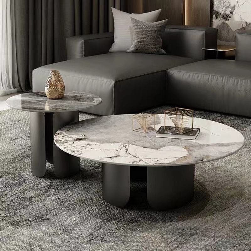 Modern Style Rock Stone Coffee Table Stainless