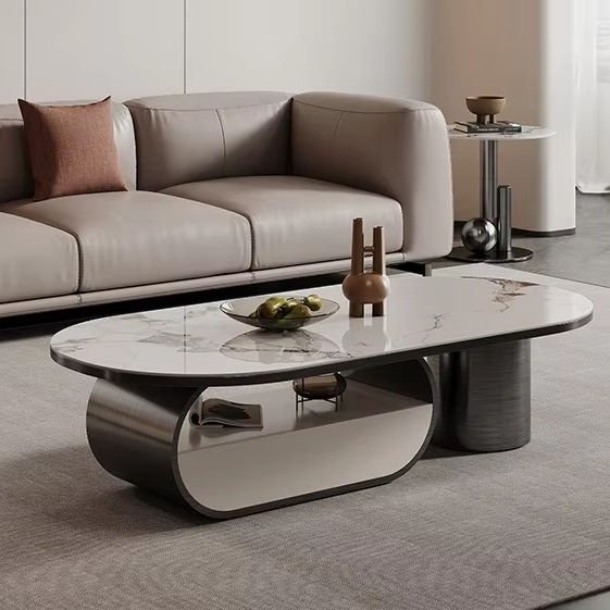 Modern Simple Oval Coffee Table Sintered Stone