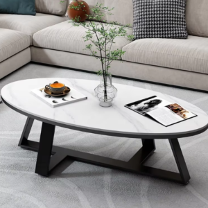 Lanmeng Island Modern Minimalist Oval Living Room Furniture Convertible Dining Table with Marble Top and Wood Metal Glass Set Usage