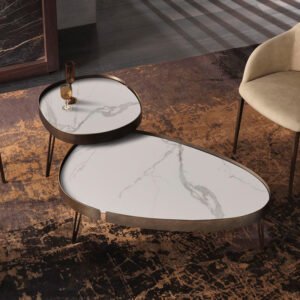 Lanmeng Island High Fashion Nordic Center Table Set New Design Round Gold Coffee Tea Table Modern Arabic Style Polished with Round Pattern