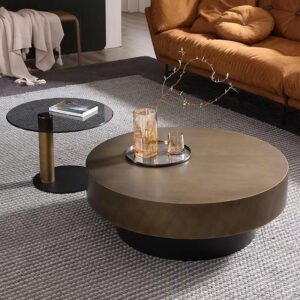 Lanmeng Island Luxury Designer Marble Sofa Center Table Modern Style High Quality Stainless Steel Bronze Coffee Table for Home or Hotel Use