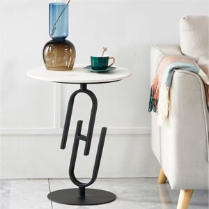 Lanmeng Island High-End Modern Style Metal Coffee Side Table Nordic Marble Side Table Luxury Design Sintered Stone Glass Home Furniture Bedroom