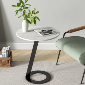 Lanmeng Island Modern Luxury Round Gold Coffee Table with Marble Top and Metal Leg for Home or Gym Living Room Furniture