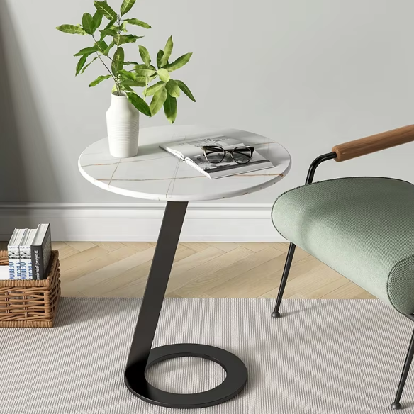 Lanmeng Island Modern Luxury Round Gold Coffee Table with Marble Top and Metal Leg for Home or Gym Living Room Furniture