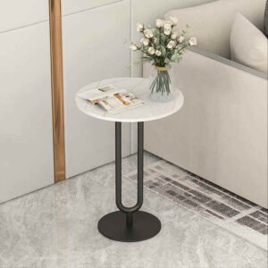 Lanmeng Island Hot Sales Luxury Modern Round Office Table with Unique Marble Top and Brass Base Hot Selling Product for Kitchen or Office Use