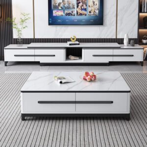 Lanmeng Island Modern Style Luxury Media Console Wholesale Wall Mounted TV Stand Table Set Unit Cabinet Made of Metal for Living Room Furniture