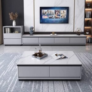 Lanmeng Island Modern Luxury Home Furniture Set High Quality Wooden TV Cabinet & Coffee Table Wholesale Living Room Furniture