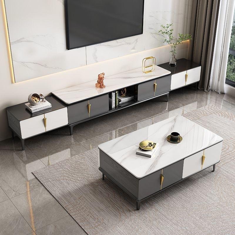 Lanmeng Island Factory Hot Sales Modern Home Furniture Set Glossy Marble Top TV Stand Coffee Table Wooden Iron Dining Outdoor Use Living Room