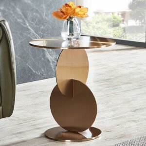 Lanmeng Island Customized High-End Stainless Steel Base Coffee Table Luxury Modern Side Table for Home Decor Living Room Furniture