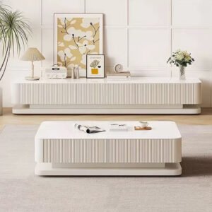 Lanmeng Island Modern Rock Panel Wooden TV Cabinet Extendable Versatile Living Room Bedroom Hall Entry Workshop Laundry Home Office TV Stand