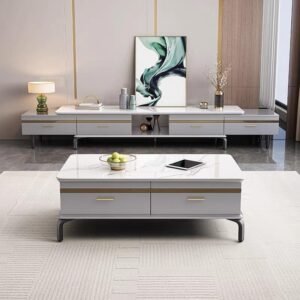 Lanmeng Island Modern Extendable Tv Stand Luxury Design Wooden Marble Coffee Table Set Living Room Bedroom Rack Floating Quality Furniture