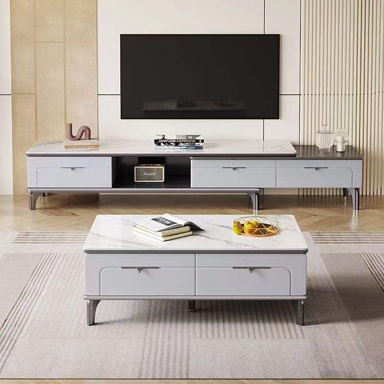 Modern Luxury Retractable TV Stand Rock Slab