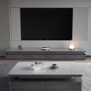 Lanmeng Island Italian Sintered Stone Rock Panel Modern Simple TV Stand Coffee Table Cabinet Combination for Living Room Nordic Floor Furniture
