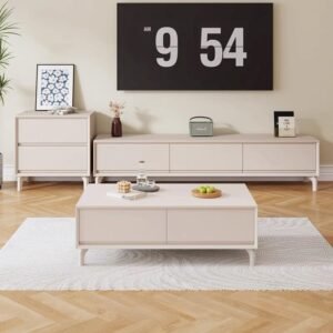 Lanmeng Island Modern Luxury Wooden Marble Tv Cabinet and Coffee Table Set Living Room Bedroom Stand Storage Floating Furnituredesign Fashion