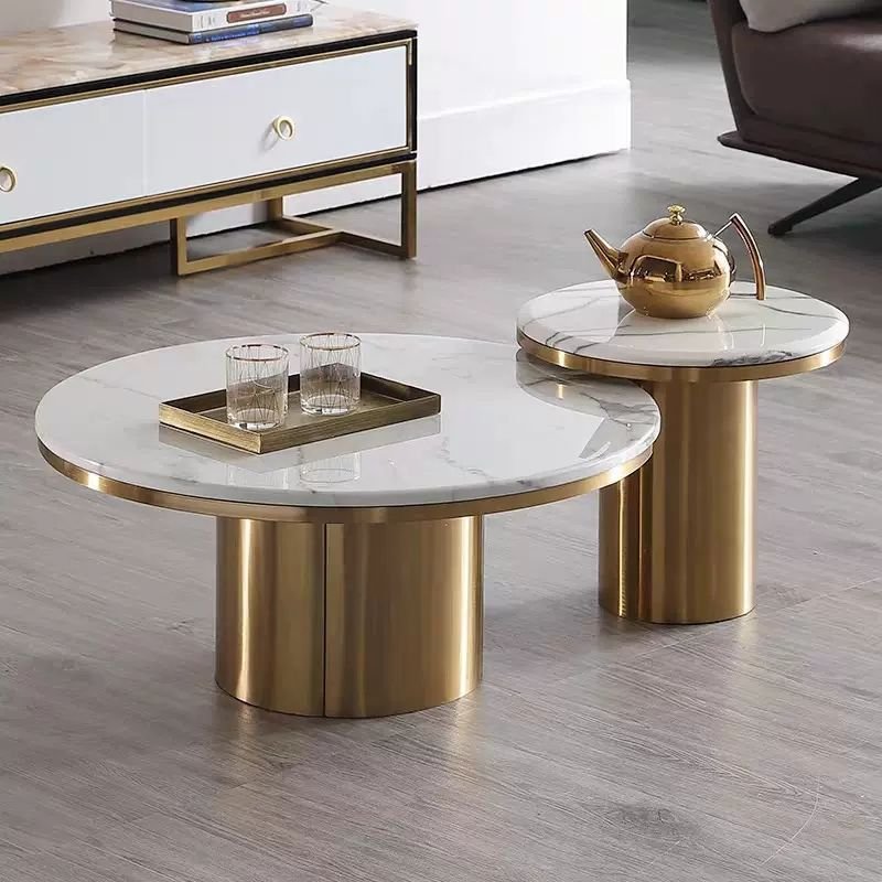 Lanmeng Island Light Luxury Stainless Steel Round Coffee Table Set for Living Room Minimalist Metal Design Quality Suppliers