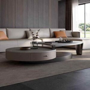 Lanmeng Island Modern New Design Irregular Coffee Table Living Room Coffee Table Adjustable Coffee Table 2 Piece Round Top