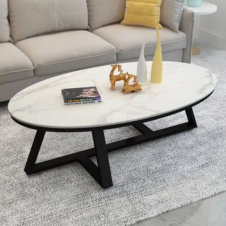 Rectangle White Marble Stainless Steel Coffee Table