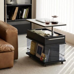 Lanmeng Island Light Luxury Multifunctional Mobile Coffee Table with Wheels Side Table Lifting Sofa Trolley Living Room Console Cabinet