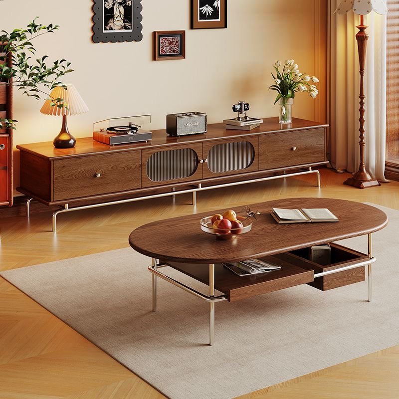 Medieval Style Solid Wood Floating TV Stand
