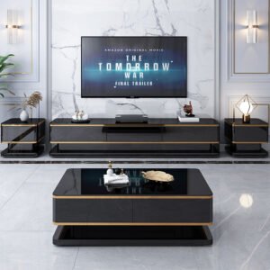 Lanmeng Island Nordic Style Luxury Tv Stand and Coffee Table Set Hotel Living Room Coffee Table With Drawer Furniture