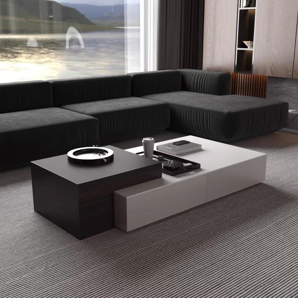 Expandable Rock Plate Coffee Table Large Capacity