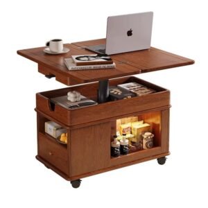 Lanmeng Island 2025 New 360 Degree Rotation Multi-functional Wooden Side Tables Storage Removable Coffee Tables Dining Tables Home Trolleys