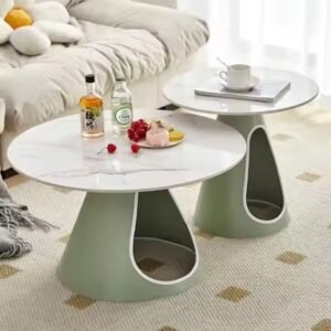 Lanmeng Island 2025 Factory Wholesales Luxury Modern Tea Table Living Room Household Pet House Round Coffee Table Side Table Set