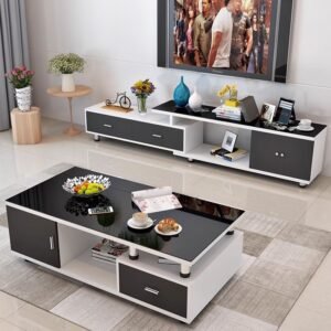 Lanmeng Island Hot Sale Large Storage Wholesale Price New Design Light Luxury Modern Living Room Furniture Glass TV Table Stands Cabinet