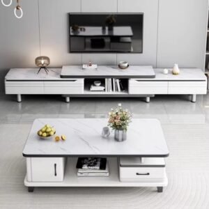 Lanmeng Island New European Light Luxury Living Room Black Gold Wood TV Cabinet Coffee Central Table Furniture Modern Designer Home Furniture
