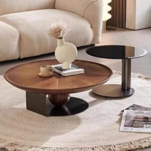 Lanmeng Island China Factory Designer Modern Coffee Table Round Design Coffee Table Living Room Coffee Central Table Set