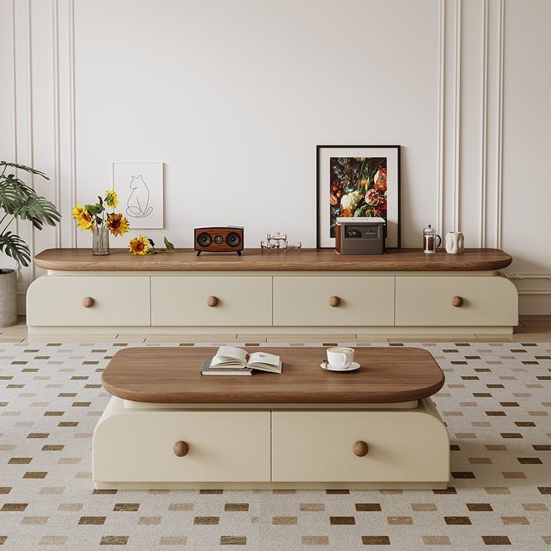 Lanmeng Island Wholesale Modern Luxury Wood TV Cabinet and Rectangular Stone Coffee Table Set for Room Living Room Drawers Home Furniture Use