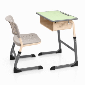 Durable C Shape Plastic Steel School Desk And Chair Set Welded 20x40x1 2mm Steel Tube For Classroom
