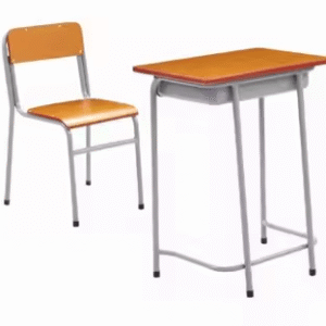 Durable Round Tube Plywood Desk And Chair Set For School Classroom