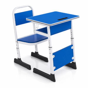 Durable E Shape Steel Wood Single Desk And Chair Set 650x450x760mm For Classroom Use