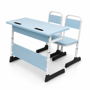 Durable E Shape Steel Wood Double Desk And Chair Set 1200x500x760mm For Classroom