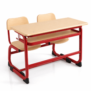 Durable C Shape Steel Wood Molded Double Student Desk And Chair Set 1200x500x760mm For Classroom