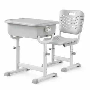 Adjustable Mechanical Lift School Desk And Chair With Hollow Blow Molding Seat For Classroom