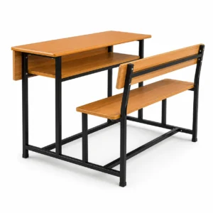 High Quality Steel Wood Fixed Height Double Desk And Chair 1100x400x760mm