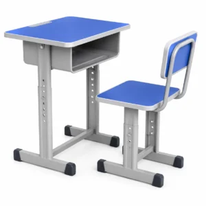 High Quality Adjustable Straight Leg Lift Desk And Chair Set 600x400x760mm Narrow Leg 1.2mm Steel Plate For School Classroom