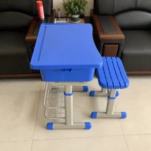 Durable Injection Molded Desk And Chair Set With Book Net For School Classroom