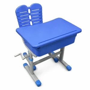 Adjustable Hand Crank Height Injection Molded Student Desk And Chair Set For School