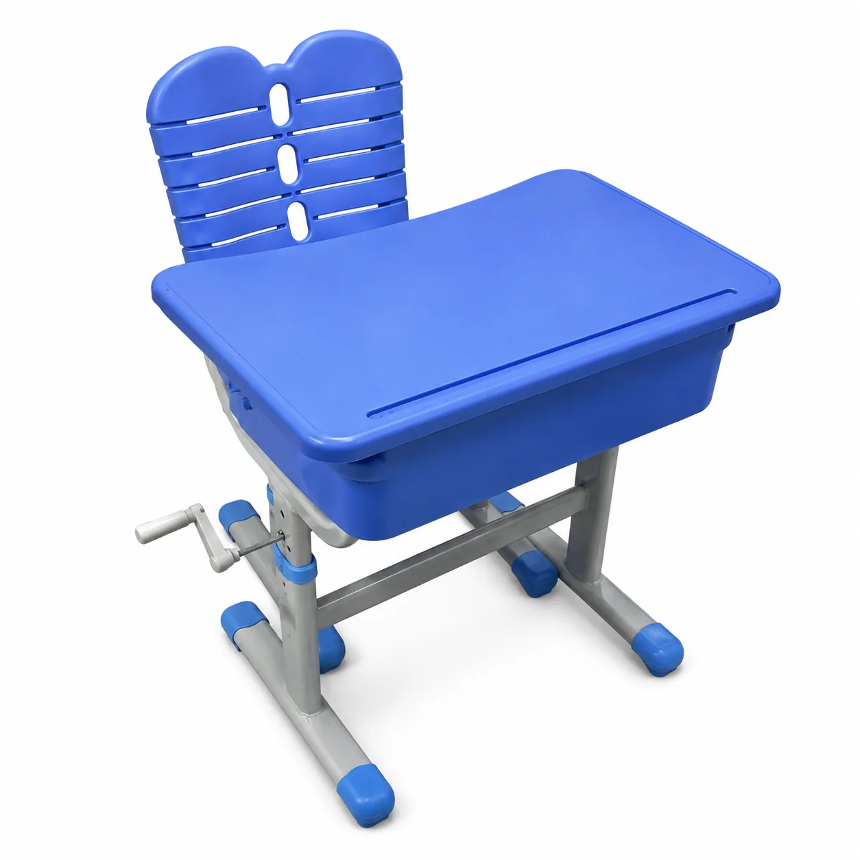 Adjustable Hand Crank Height Injection Molded Student Desk And Chair Set For School