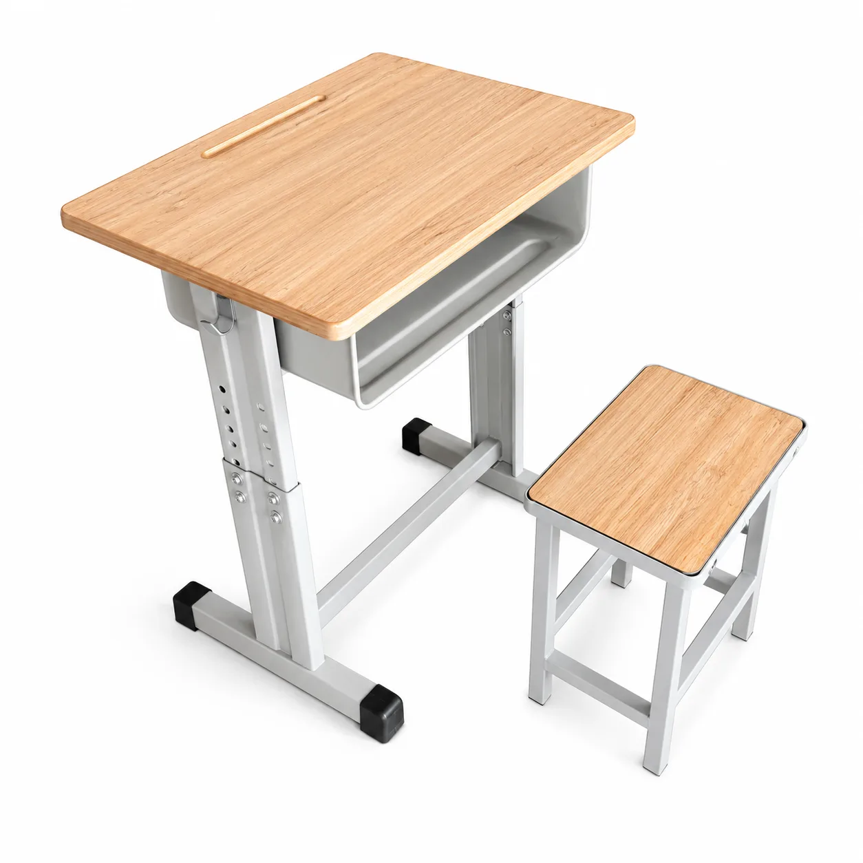 Premium Solid Wood Steel Desk And Stool For School